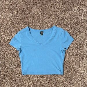 Blue V-Neck Crop Top